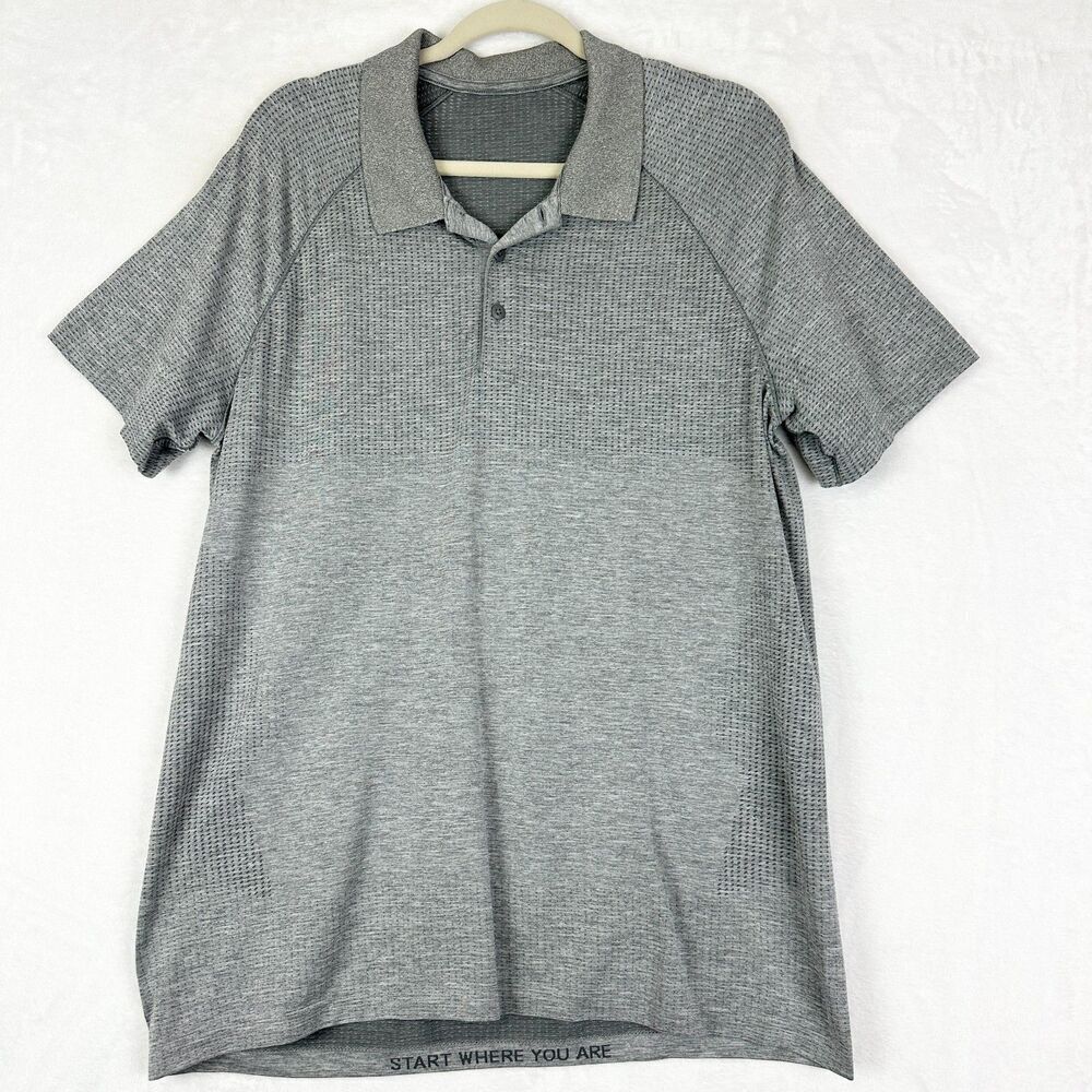 Lululemon Men's Metal Vent Tech Polo Shirt Size XL Grey Athletic Golf Casual